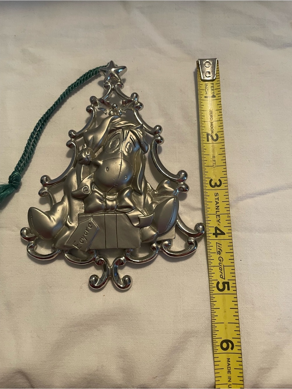 NWOT SilverTone Disney Eeyore Ornament - Holiday Tree Design - Picture 3 of 7